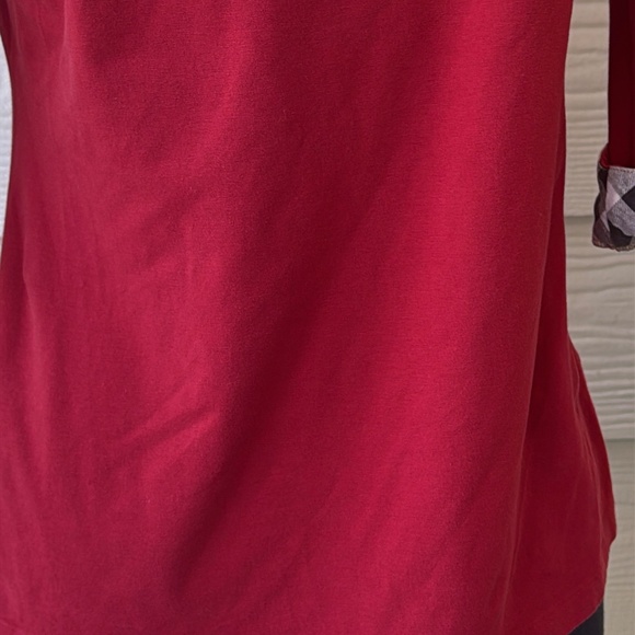 Burberry Red Top with Plaid Cuffs - Picture 4 of 11